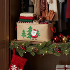 Christmas Basket Large Christmas Gift Baskets Empty Fabric Organizer Bin with Handles, Gift Bags Foldable Holiday Toy Gift Holder for Fireplace, Kids Room, Home Decor