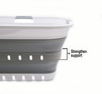 SAMMART 42L (11 gallon) Collapsible Plastic Laundry Basket - Foldable Pop Up Storage Container/Organizer - Space Saving Hamper/Basket (1, White/Grey)