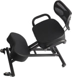 Adjustable Kneeling Chair with Back Support Ergonomic Design for Posture Correction in Office Home Environment Leather Cushion and Steel Frame