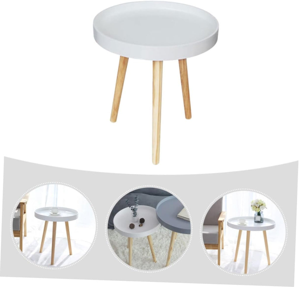 Nordic Style Mini Round Coffee Table White Small Corner Sofa Side Table Creative Indoor Household Accent for Living Room Bedroom