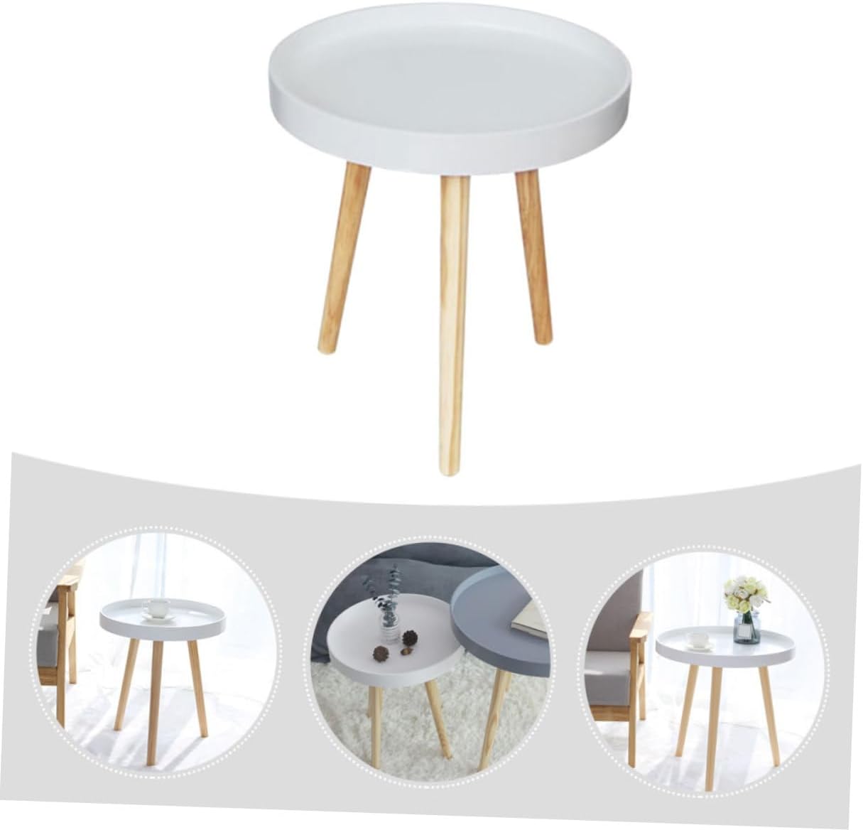 Nordic Style Mini Round Coffee Table White Small Corner Sofa Side Table Creative Indoor Household Accent for Living Room Bedroom