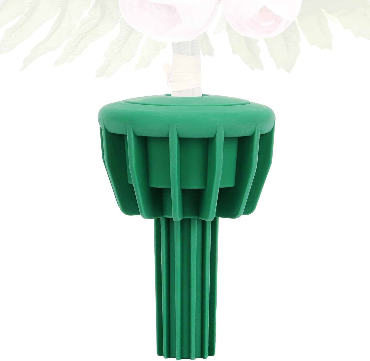 Cemetery Vase Rubber Inserts, Silicone Secure Flowers Holder for Headstone 2 Packs, Green
