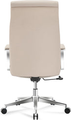 Realspace® Modern Comfort Modee Vegan Leather High-Back Executive Office Chair, Sand/Chrome, BIFMA Compliant