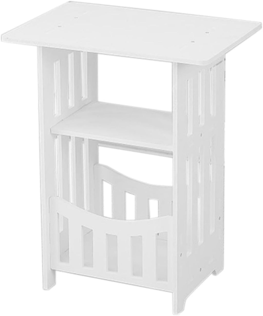3-Tier Small Side Table with Storage, Bedside Table White Nightstand for Bedroom, End Tables Living Room, Coffee Tables for Living Room, Bedroom Living Room Furniture for Small Space