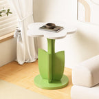 Flower-Shaped Side Table, Funky Y2K Nightstand, Cute Coffee Table for Sofa, Colorful Decorative Accent Table for Bedroom, Living Room, Balcony(White)