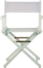 HomeStock Director's Chair with Built-in Armrests and Foldable Design for Easy Storage, Lightweight Durable Frame Perfect for Indoor or Outdoor Seating White Canvas/18 in White Frame