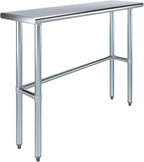 AmGood Stainless Steel Work Table Open Base | NSF Kitchen Island Food Prep | Laundry Garage Utility Bench (48" Long X 14" Deep)