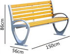 Park Bench Log Color Park Outdoor Bench Aluminum Chair Legs Leisure with Backrest