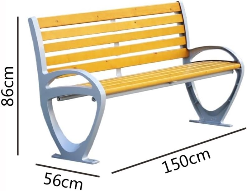 Park Bench Log Color Park Outdoor Bench Aluminum Chair Legs Leisure with Backrest
