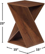 Modern One-of-a-Kind Twisted End Table, Farmhouse Side Table, Farmhouse, Living Room, Bedroom Accent Table, Contemporary Architectural Designed - Walnut