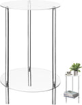 Acrylic Detachable End Table, 2-Tier Clear Round Acrylic Coffee Table, 11.8 x 19.6 Modern Small Side Desk, Detachable Beside Desk for Living Room, Bedroom