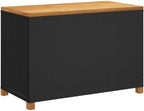 Outdoor Storage Bench 43.3x21.7x24.8 Inch Poly Rattan Garden Storage Box with Waterproof Bag and Acacia Wood Top