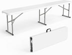 Bonnlo 6 FT Plastic Folding Bench with Handle, Sturdy Metal Frame, Perfect for Indoor/Outdoor Party, Picnic, Camping, Restaurant, Dinning Room, Cafe, Wedding and Commercial Events,1P