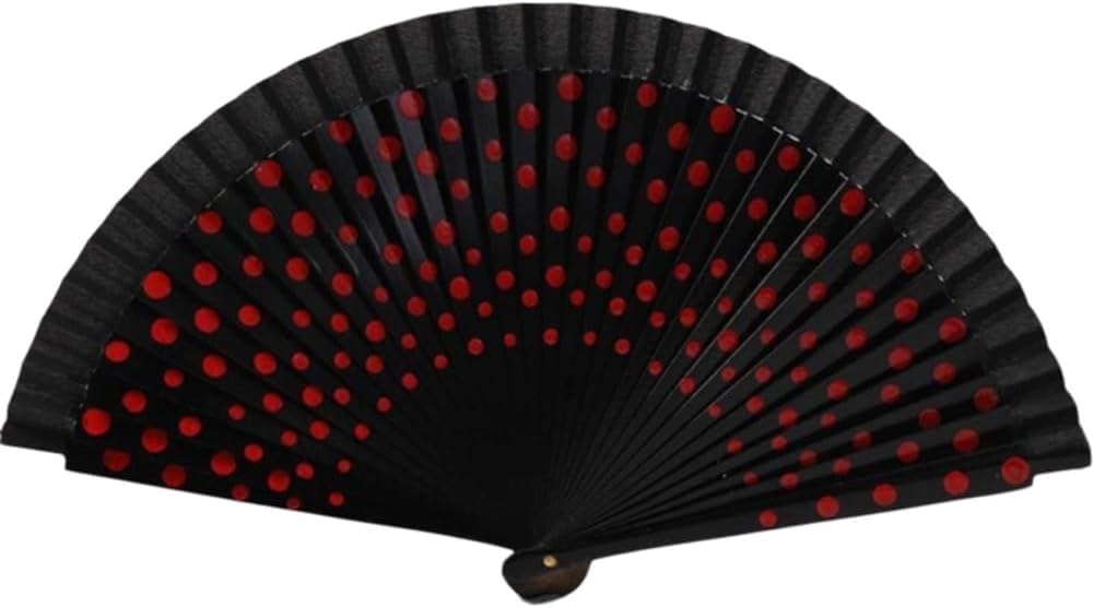 Flamenco Spanish Folding Fan Dots Pattern Handle Easy To Open and Close Hand Fan Vintage Decorative Fan Filming Props