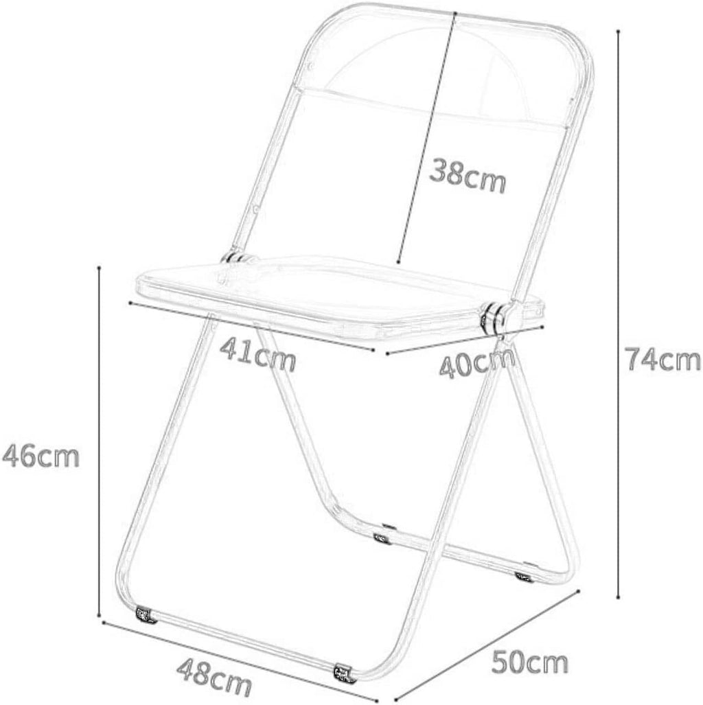 Modern Clear Acrylic Folding Chairs Transparent Plastic Construction for Living Room Unique Style Green Seat(Red)