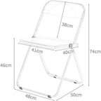 Modern Clear Acrylic Folding Chairs Transparent Plastic Construction for Living Room Unique Style Green Seat(Red)