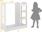 Costzon Kids Dress up Storage with Mirror, Clothes Rack, 3-Tier Shelves, Bottom Tray, Pretend Play Costume Dresser Organizer Center, Open Hanging Armoire Closet for Little Girls (White)