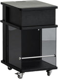 Wooden Night Stand, Minimalist Design Black Bedside Table with Open Storage, Modern End Table with Drawers for Living Room and Bedroom