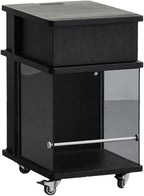 Wooden Night Stand, Minimalist Design Black Bedside Table with Open Storage, Modern End Table with Drawers for Living Room and Bedroom