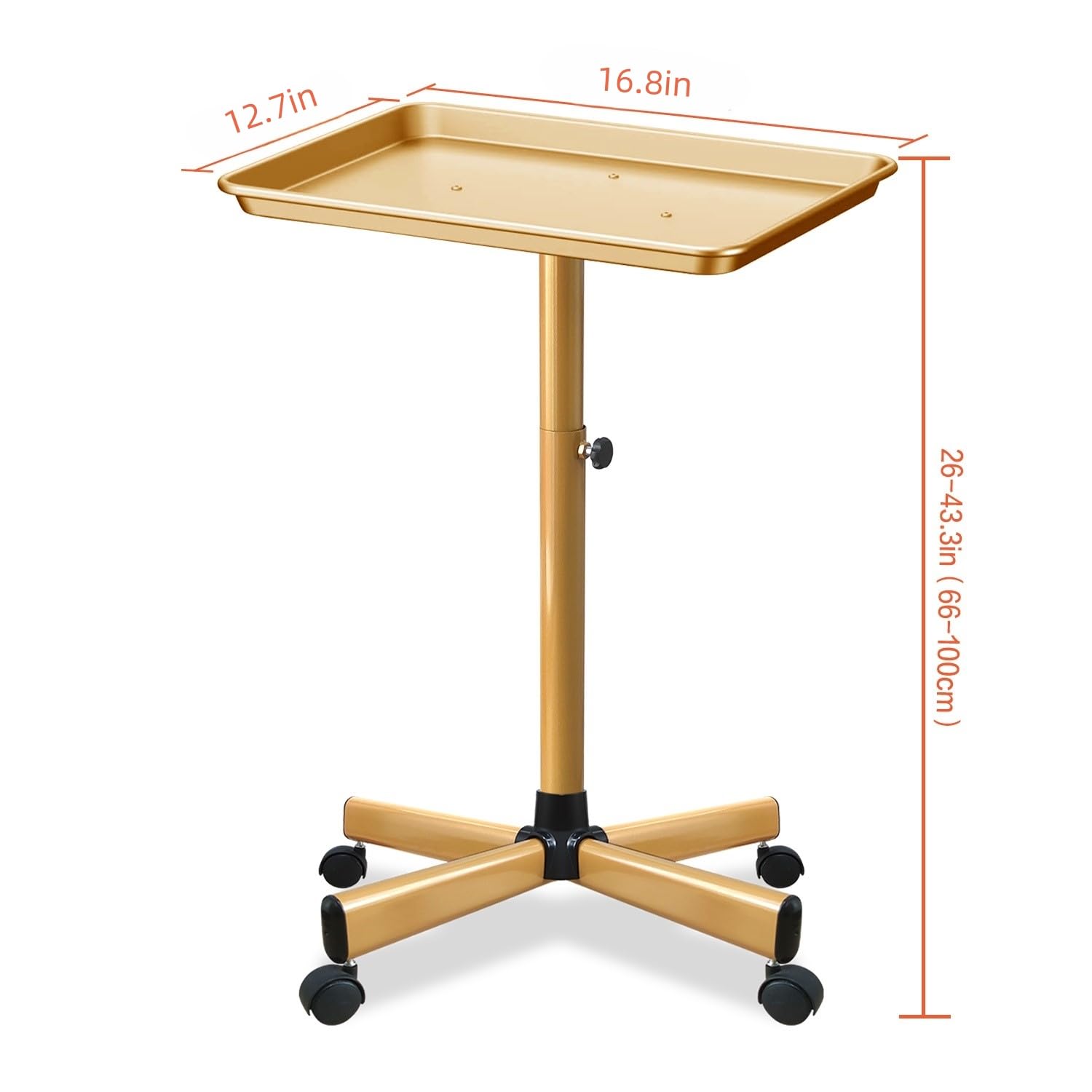 Retain Time Premium Aluminum Salon Tray, Sturdy Corrosion-Resistant Adjustable Tray is Used for Salon Tray on Wheels, Salon Tool/Color Tray, Beauty Spa Tray, Dentist Tray, Etc.…(Gold)