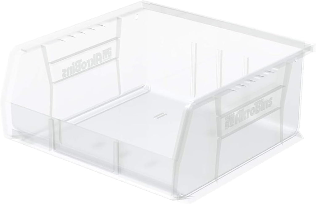 Akro-Mils 30235 AkroBins Plastic Storage Bins, Space-Saving Stackable Bins for Garage, Pantry, Craft Organization, 11" x 11" x 5", Clear, 6-Pack