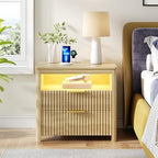 Gurexl 3-Color LED Sensor Nightstand with Gun Drawer, Charge Station, Wood
