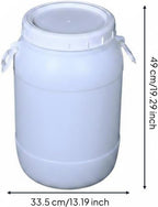 Large Capacity Container with Wide Opening HDPE Storage Drum Secure Lid Multipurpose Barrel Suitable for Organizing Edible Ingredients Water Storage Household Supplies, White, 35L