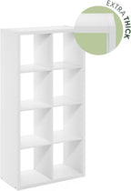Furinno Cubicle Book Shelf, 8-Cube Bookshelf, Extra Thick Frame Horizontally & Vertically Reversible Bookcase with Open Back, 14.6 x 30 x 58, for Living Room, Bedroom, Home Office, Plain White
