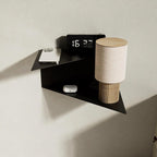 Modern Geometric Triangle Floating Shelf, Wall Mounted Sage Green Metal & Wood Storage Shelf for Bedroom Living Room, Small Items, Phone, Clock, Speaker