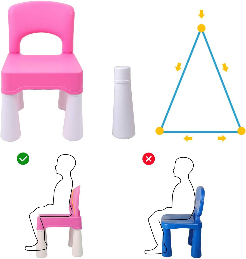 burgkidz Plastic Kids Chair, Durable and Lightweight, 9.3" Height Seat, Indoor or Outdoor Use for Toddlers Boys Girls Aged 2+ (Pink)