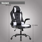 FDW Gaming Chair Racing Style Office Chair High Back Desk Chair Executive PU Leather Rolling Task Swivel Computer Chair with Lumbar Support Headrest, White