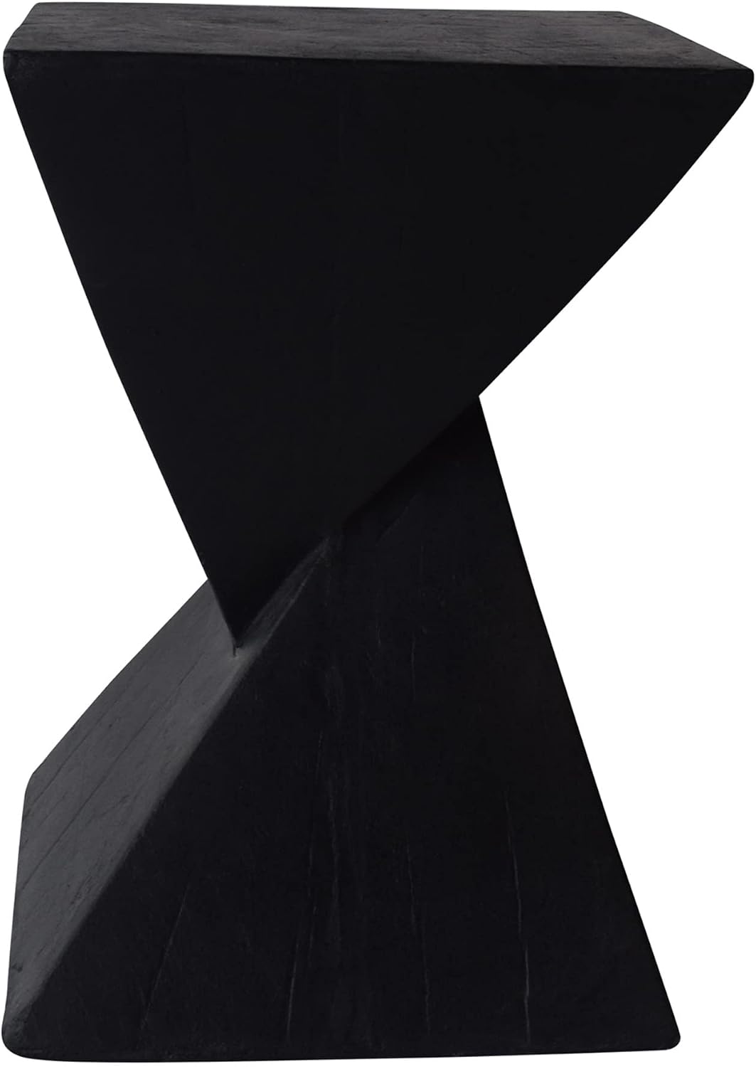 Merax Modern Concrete Side Table with Hourglass Design - Hand-Painted Wood Finish Accenttable for Indoor/Outdoor, Black