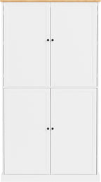 RuiSiSi Tall Kitchen Pantry with 2 Drawers and 2 Adjustable Shelves, Large Cupboard Storage Cabinet with 8 Door Storage Shelves, Pantry Organizer for Dining Room Office Living Room, White