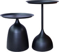 Benkyo Black Nesting Tables Pedestal Coffee Table Set of 2 Nesting Side Tables Round Metal End Table Small Circle Modern Sofa Table for Living Room，Black