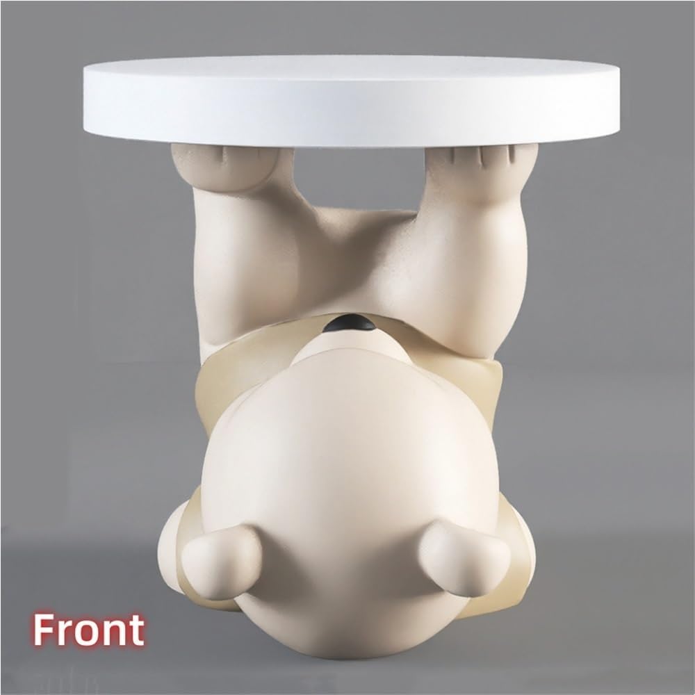 Bear Statue Side Table, Modern Sofa Table, Resin Sculpture Bedside Table, Creative Home Decor, Cute Bedroom Decor, Accent Table for Living Room(Brown)