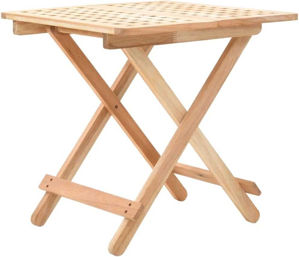 Foldable Side Table Solid Walnut Wood Compact Collapsible Lattice Design 4 Legs Sturdy Table Foldable Side for Living Room Indoor Use