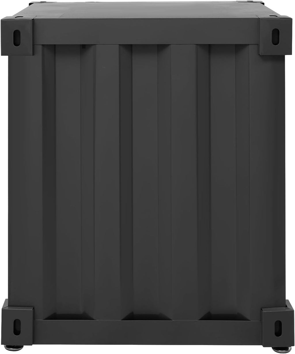 Industrial Style End Table 22 Lbs Load Capacity Side Table with Metal Combination Lock & Two Layer Storage Industrial Style Container Cabinet for Living Rooms, Bedrooms and Offices(Black)