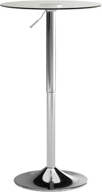 Flash Furniture Chad 23.5'' Round Glass Cocktail Table with Adjustable Height Frame, Bar Height Table for Commercial or Residential Use, Clear/Chrome