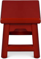 Distressed Red Petite Chinese Village Wooden Bench