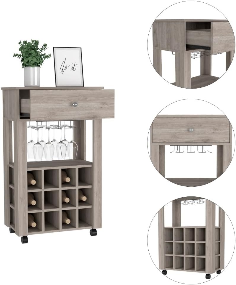 Mid-Century Storage Cabinet, 1-Drawer 12-Bottle Wine Cabinet, for Kitchen Living Room Entryway,for Kitchen Home