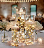 300 Floating Gold Pearls- Large Sizes- Fills 4 Gallons for Your Vases