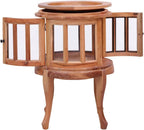 Solid Mahogany Wood Vitrine Cabinet with Glass Display 19.7x19.7x29.9 Inches for Living Room Bedroom and Entryway