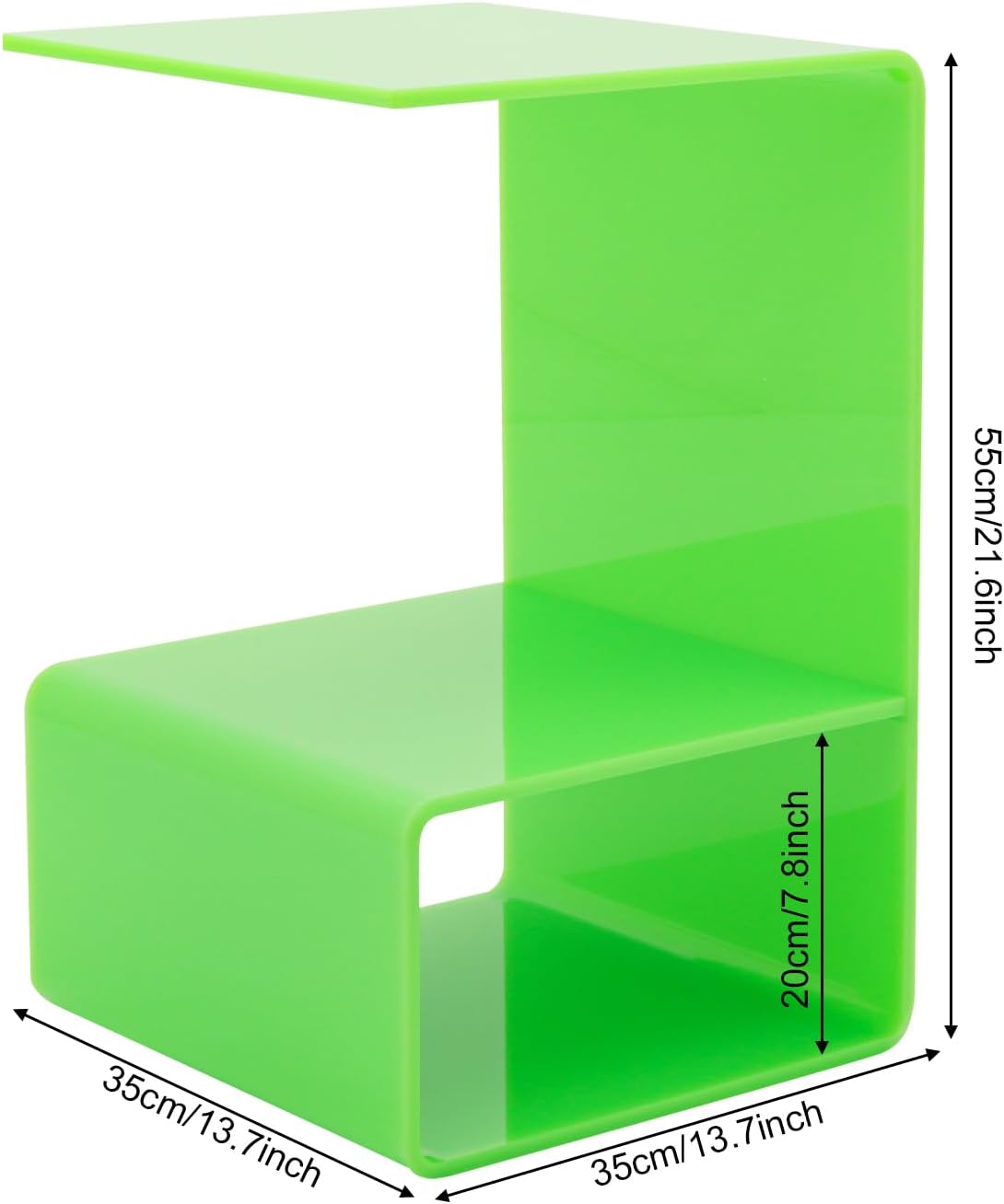 Acrylic End Table, 3-Tier Side Table for Small Spaces, Modern Translucent Design Nightstand for Living Room, Bedroom, Bathroom (Green)