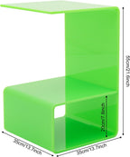 CNCEST Acrylic End Table for Nightstand,22" H C-Shaped End Table for Living Room,Bathroom,3 Tier Bedside Table for Bedroom.Side Tables for Living Room for Small Spaces (Green)