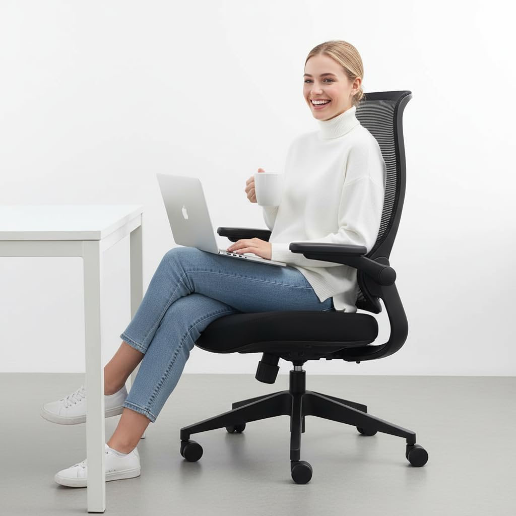 Sunaofe Resistance Ergonomic Office Chair with 135° Recline, 3D Armrests, Breathable Mesh & Adaptive Lumbar Support - 5 Year Warranty