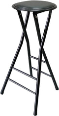 Folding Bar Stool, 24 /28 Inch Heavy-Duty Padded Portable Tall Chair Stool, Backless Counter Height Bar Stool with 225lb Capacity for Kitchen, Recreation Room, or Game Room ( Color : Black , Size : 70