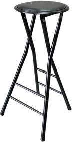 Folding Bar Stool, 24 /28 Inch Heavy-Duty Padded Portable Tall Chair Stool, Backless Counter Height Bar Stool with 225lb Capacity for Kitchen, Recreation Room, or Game Room ( Color : Black , Size : 70