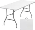 Lakhow 6 FT Folding Table,Outdoor Indoor Plastic Table Portable Square Height Dining Table Perfect for Picnics, Parties, Party and Camping, White