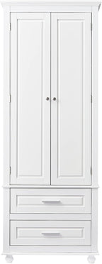 Merax 62.5" Pantry Cabinet with Two Doors & Two Drawers, Adjustable Shelves Storage Cupboard for Kitchen/Dining Room/Bathroom, White