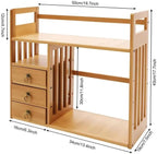 Natural Bamboo Desktop Organizer with 3 Drawers, Modern Minimalist Desk Storage Rack, Multi-Layer Shelf for Office Home Bedroom, Space-Saving Tabletop Organizer